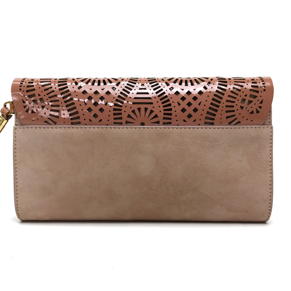 ポーチのみ SERGIO ROSSI Pouch Mini bag Clutch bag Pink Beige Suede / Patent