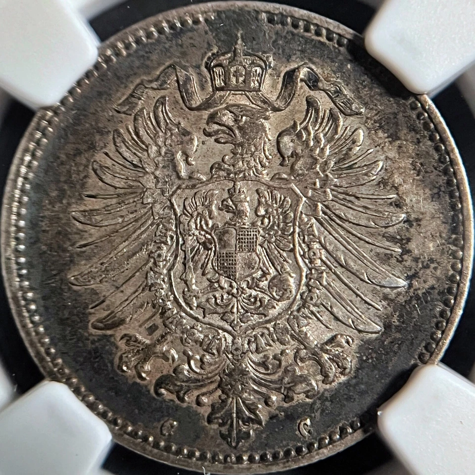 GERMANY. 1875, Mark, Silver, C - NGC AU55 - Wilhelm I, Frankfurt - Image 3 of 4