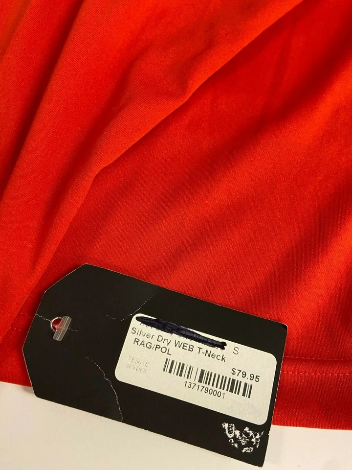 Camiseta Spyder prata mergulho teia seca gola T nova com etiquetas tamanho P masculina laranja raiva polar US$ 80 - Imagem 2 de 4