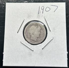 1907 10C Barber Dime Heavily Circulated