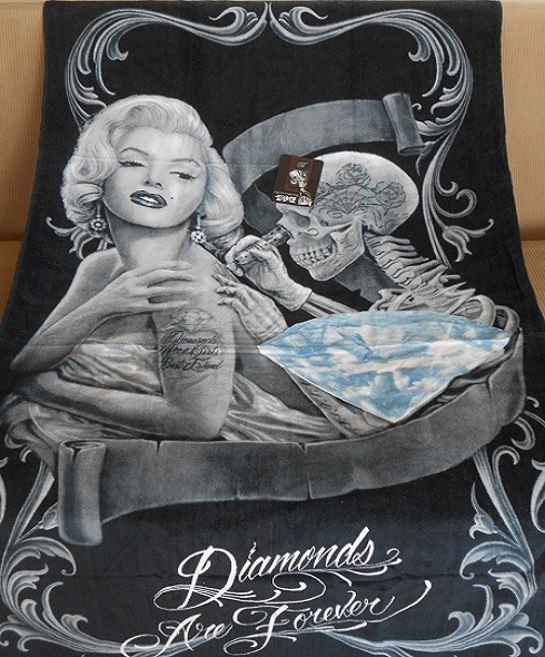 New Marilyn Monroe Diamonds Are Forever Beach Pool Gift Towel Skeleton & Tattoo
