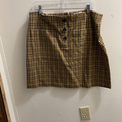 Loft Outlet Skirt Brown Plaid 14 Waist 38  Length 20  Pockets 