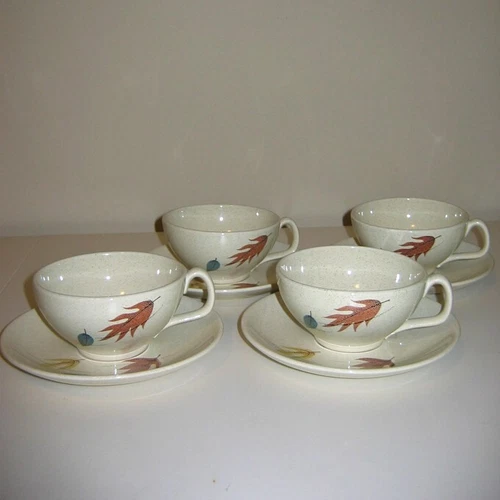 Vintage 1950s Franciscanware in the Autumn Leaves Pattern — 7 Cups & Saucers