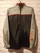 Perry Ellis America Men's Black & Gray Full Zip Windbreaker Jacket Sz L