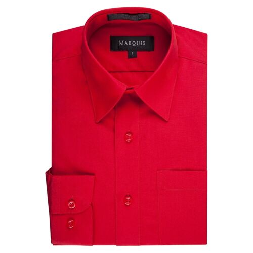 Marquis Jungen 4-18 langärmeliges einfarbiges Kleid Shirt - in Farben erhältlich - Bild 1 von 10