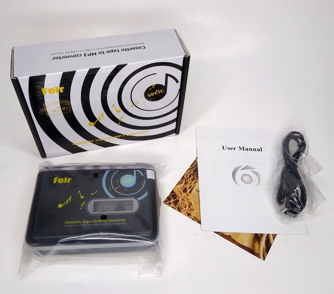 FEIR Portable Cassette Tape to MP3 Converter Audio Partition, New