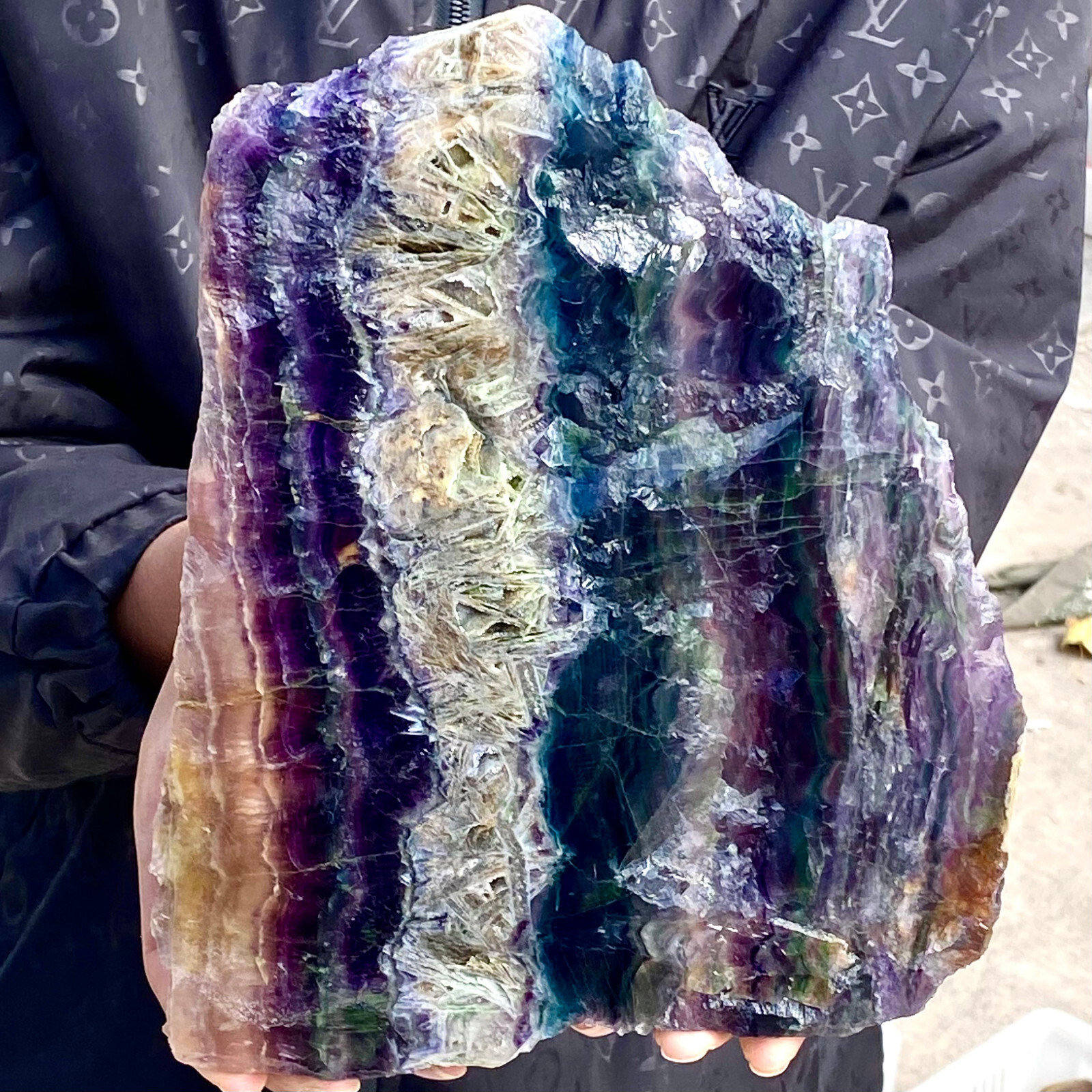 Natural Rainbow Fluorite Crystal Flake Specimen 3.82LB Raw Stone