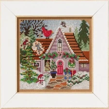 MILL HILL Buttons Beads Kit Counted Cross Stitch FESTIVE FAIRY COTTAGE MH14-2533