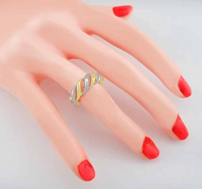 DOME STYLE RING 14K YELLOW & WHITE GOLD - New With Tag - Image 3 of 4