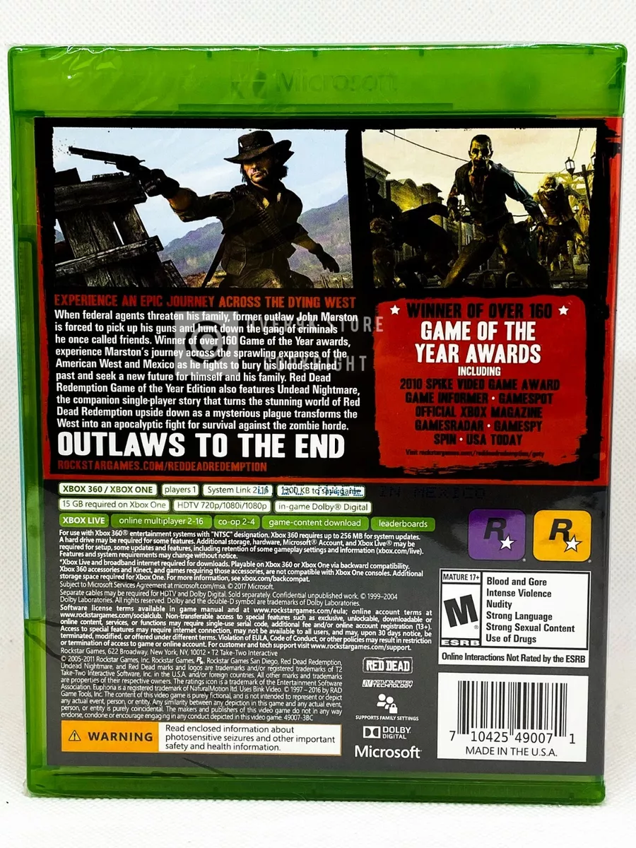 NEW Red Dead Redemption Game of the Year Edition (Microsoft Xbox 360 One,  2011)