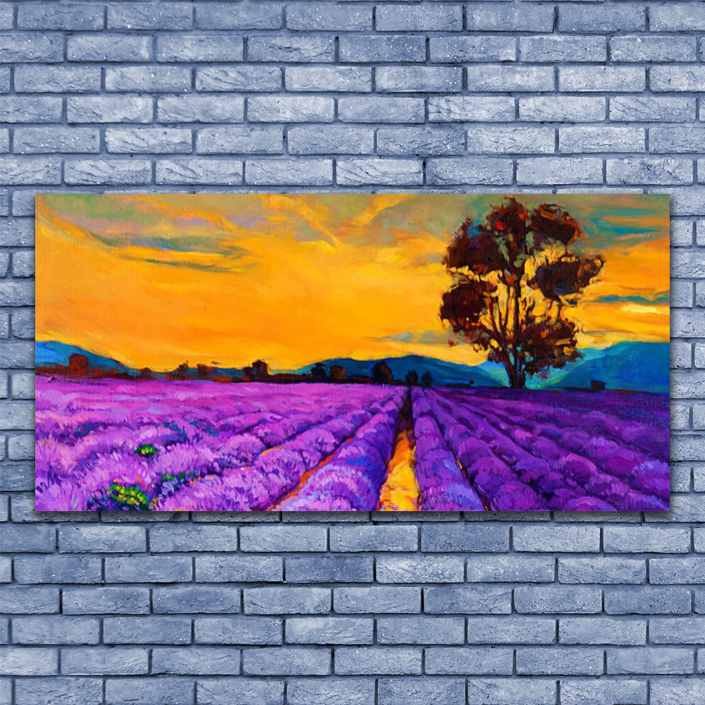 Tableau sous verre paysage champ 140x70 cm pour illuminer un salon sombre