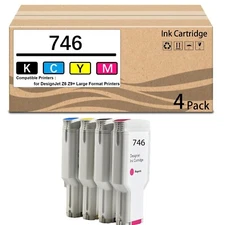 4 Pack 746 Photo Ink Cartridge Works for DesignJet Z6 Z9+ Large Format Printers