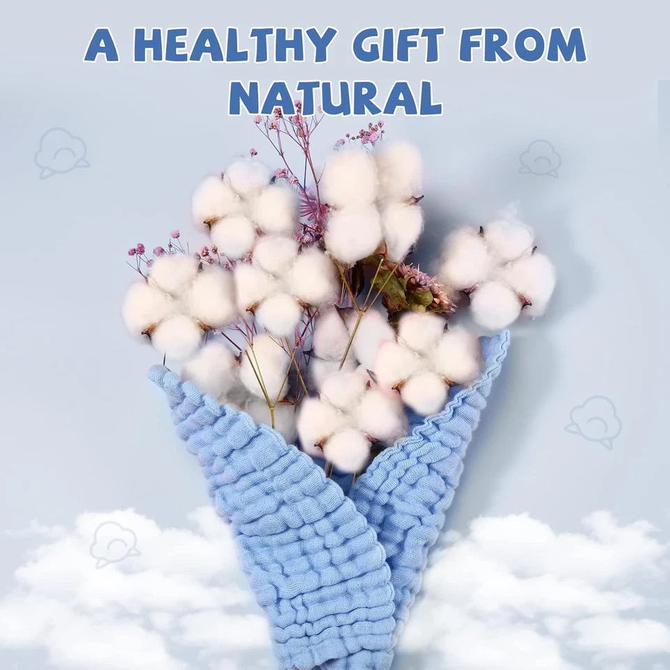 Paños para bebés MUKIN - Paños faciales suaves para recién nacidos, 12" x 12", azules  Foto 2 de 4