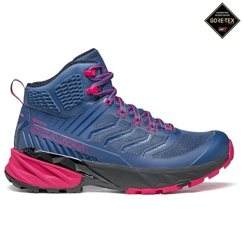 Botas de senderismo SCARPA para mujer Waking Senderismo Rush Mid GTX (azul/fuxia)