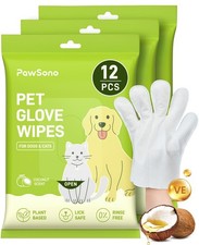 36PCS Hypoallergenic Pet Glove Wipes for Dogs, Cats Small Animals No-Rins...