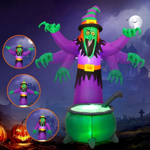 6FT Halloween Inflatables Animated Witch Waving Hands Blow Up Outdoor Yard De... - Picture 2 of 8