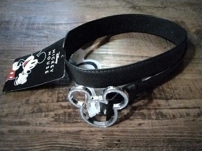 Disney Mickey Mouse Black Belt With Mickey Buckle New Size M Conceptone