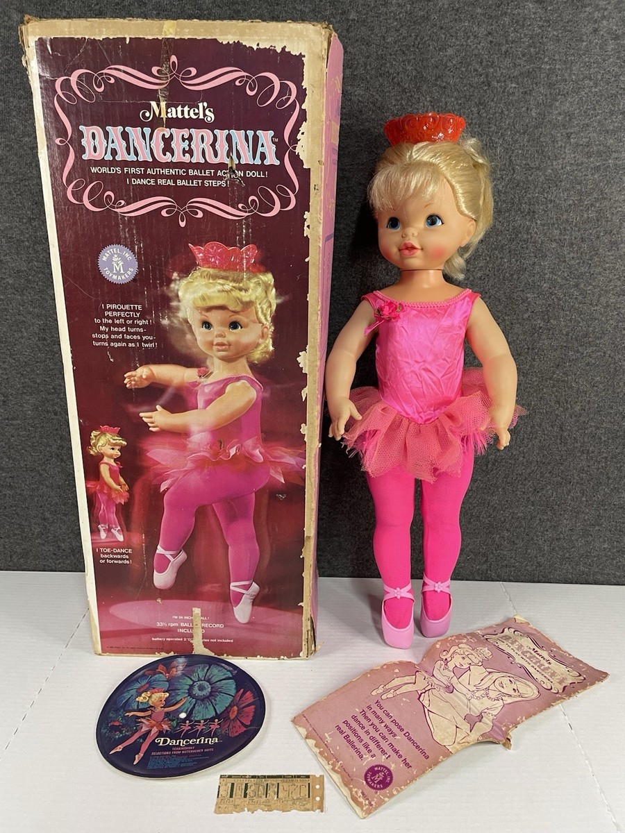 Vintage 1968 Mattel Dancerina Ballerina Doll WORKS! w/orig box