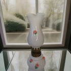 Oil Lamp Victorian Milk Glass Floral Made In Japan With Wick 7 3/4 Small Vintage — photo 3