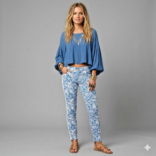 Lilly Pulitzer Pants Sz S Blue White Pull-On Floral Jacquard Clean Luxury NWT