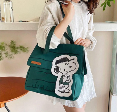 Starbucks Peanuts Snoopy Large Tote Bag Comic House Style Cute