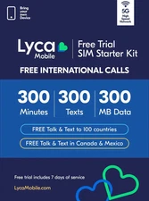 Lyca Mobile USA 5G/4G SIM Starter Kit (7-Day Free Trial)
