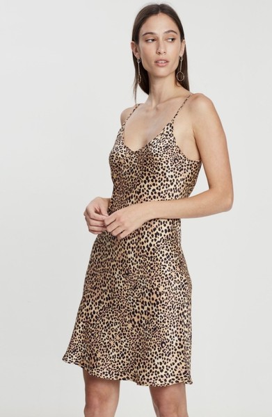 Silk Laundry Leopard Print 90's Mini Slip Dress s.S