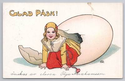 Schwedisches Mädchen Brutei Oster Postkarte Stockholm 1904 Tracht