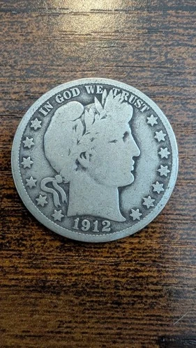 1912-S Barber Half Dollar, Circulated, VG/VG+ Condition, 90% Silver Coin