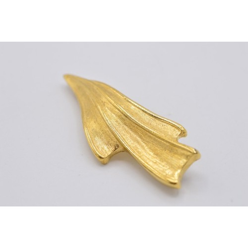 Vintage Bold Deco Pin Brooch Brushed Gold Abstract Textured Chunky 1980s Bin8 - 第 5/10 張圖片