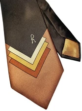 Roberta Di Camerino Vintage Tie Rare Piece Silk 100% Brown 9.5 Cm Wide Perfect