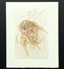 Salvador DALI "The Irascible (Inferno 8)" Woodblock Divine Comedy w. COA