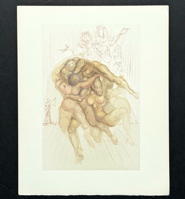 Salvador DALI ''The Irascible (Inferno 8)'' Woodblock Divine Comedy w. COA
