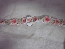 Hand painted pink rose lace Victorian Rose Choker necklace