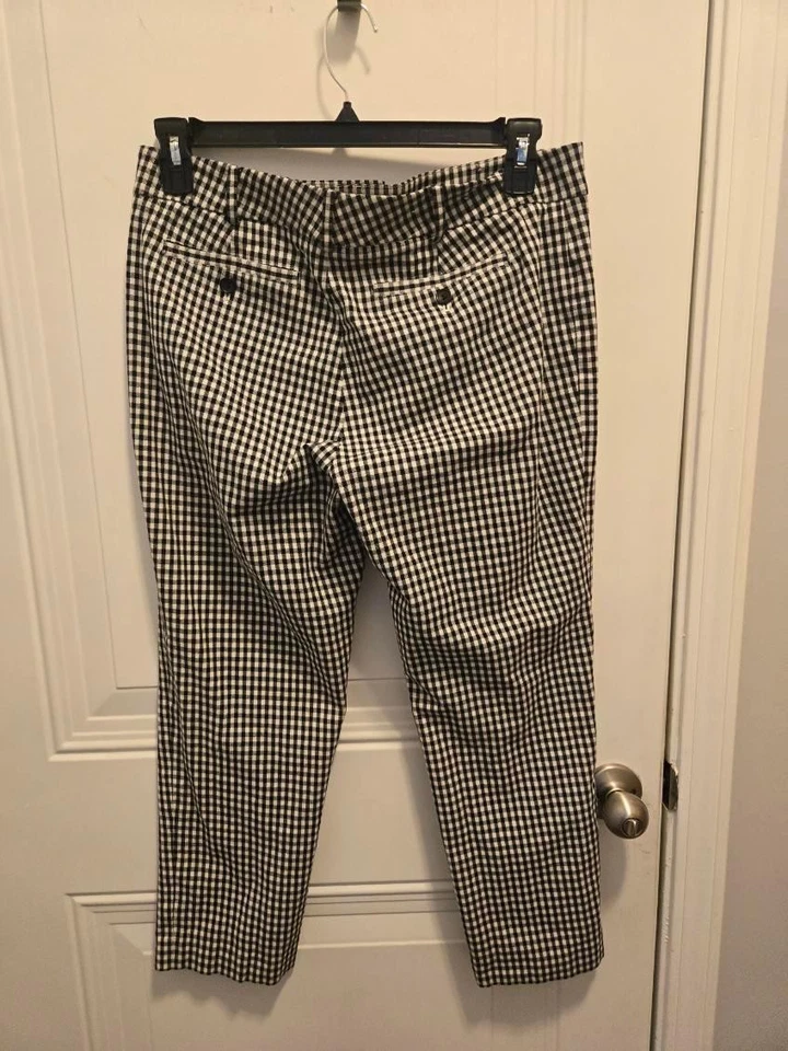 Pantalones para mujer Club Monaco (tobillo) - talla 10 blanco y negro a cuadros Foto 2 de 2