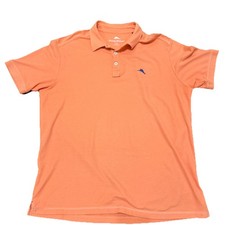 Tommy Bahama Polo Shirt Mens L Orange Pima Cotton Blend Casual Golf Comfort