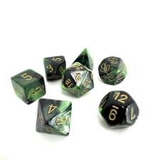Chessex Gemini Black/Green - Gold, 7-Die Polyhedral Set  CHX 26439 NEW