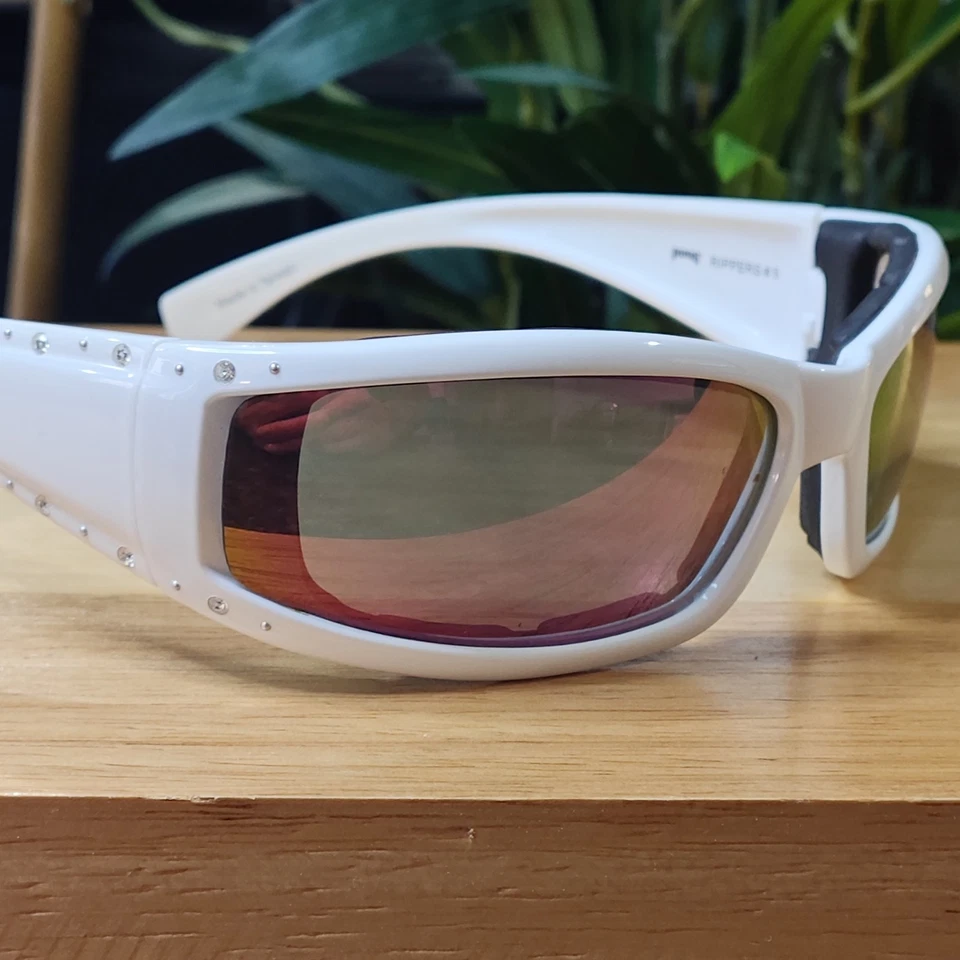 Мопсы мотоцикла солнцезащитные очки женщины Ripper #5 зеркальный объектив с белой оправой с подкладкой - Изображение 2 из 4