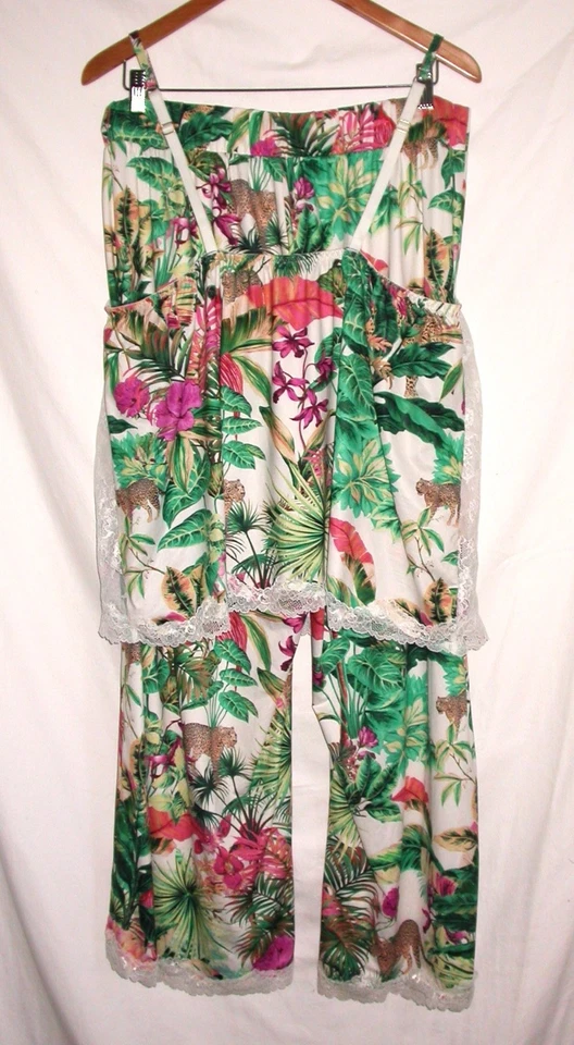 Cacique Intimates 2-Piece Satin Sleepwear Women’s 18/20 Flirty Coquette Tropical - Image 2 of 4