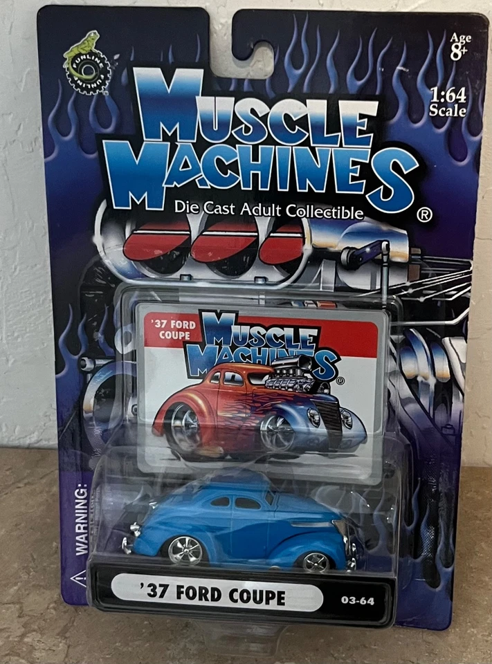 2003 Funline 1:64 Scale Muscle Machines Blue 1937 Ford Coupe [03-64] - Image 3 of 4
