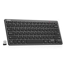 2.4G Wireless Keyboard Ultra Slim and Compact Keyboard with Media Black