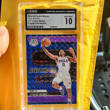 2024-25 Panini Mosaic Tyrese Maxey Give and Go Purple Fluorescent 11 /175 CGC 10