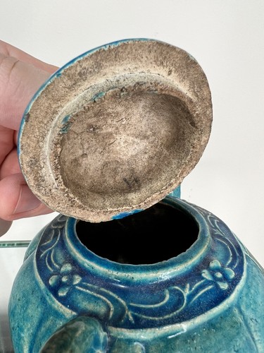 Antique Chinese Shiwan Pottery Tea Pot - Blue Glazed - Picture 7 of 15