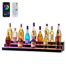 VEVOR LED Lighted Liquor Bottle Display Home Bar Shelf 3 Tiers 40 inches Acrylic