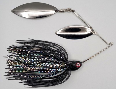 Custom Spinnerbait ~ Black Chrome - 3/8 oz Double Willow