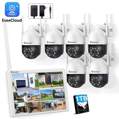 JENNOV WIFI Security Camera System 5MP Outdoor Cameras 10'' LCD LED 10CH NVR