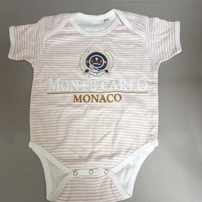 Nath Pink/White Striped Cotton Baby One piece 6-12M Monte Carlo Monaco Snap