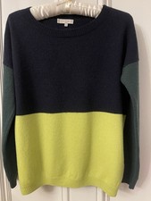 New Hobbs 12 Jumper 10% Cashmere 3 Tone Block Colour 90% Wool Winter Ply Stylish