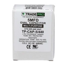 NEW - Tradepro - Tp-cap-5/440 - 5 Mfd 440 Volt Oval Run Capacitor 5/440 Cap