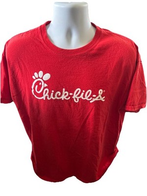 Chic Fil A Employee Red T-Shirt Herd Of Cows Uniform Polyester Size Large